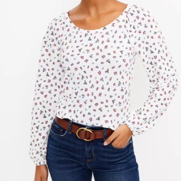 Floral Draped Sleeve Top - Picture 1 of 4